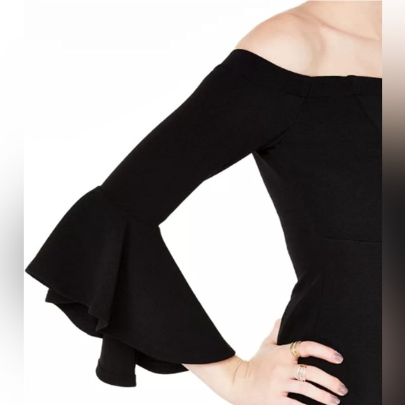 TEEZE ME Off-The-Shoulder Bodycon Dress Black Juniors size 0, Women’s XXS - Picture 4 of 16